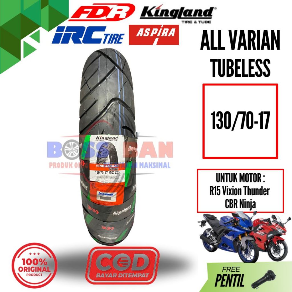 Jual Ban Tubeless Kingland IRC Ukuran 130/70 Ring 17 untuk Motor R15 ...
