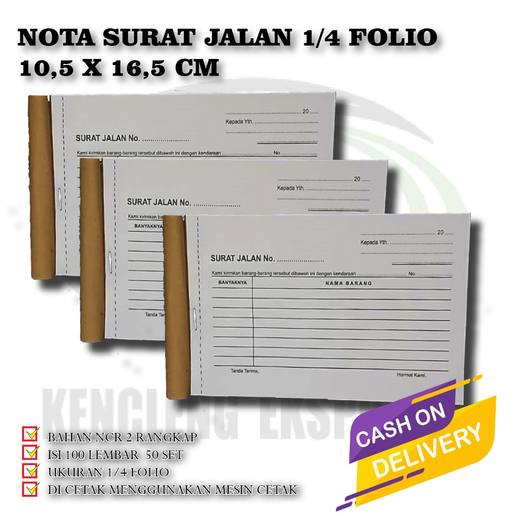 Jual NOTA SURAT JALAN 2 RANGKAP 50 SET ISI 100 LEMBAR UKURAN 10.5X16.5 ...