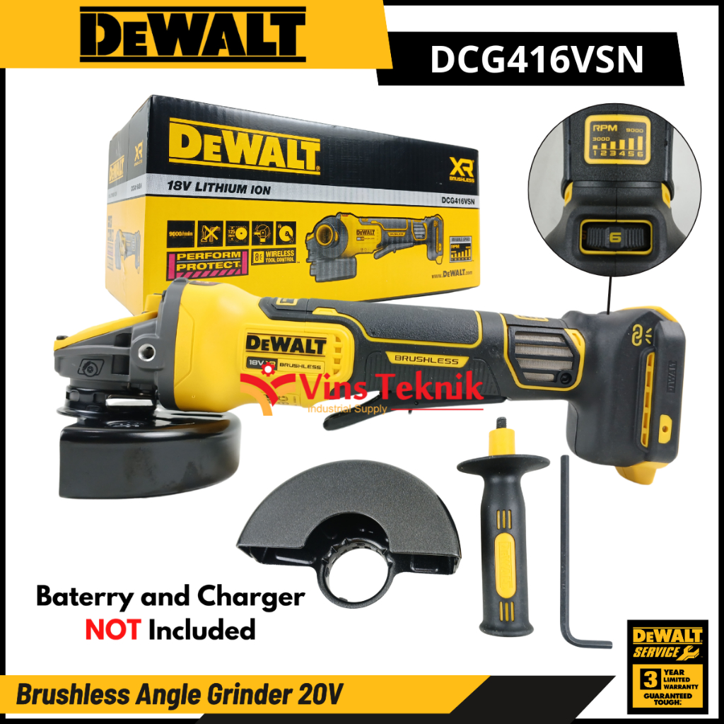 Jual Brushless Angle Grinder / Gerinda Tangan Baterai 20V DeWALT ...