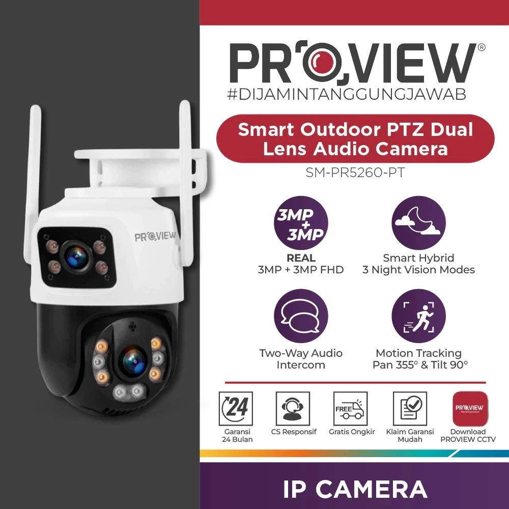 Jual PROVIEW SM-PR5260-PT OUTDOOR DUAL LENS 3MP+3MP PTZ CAMERA | Shopee ...
