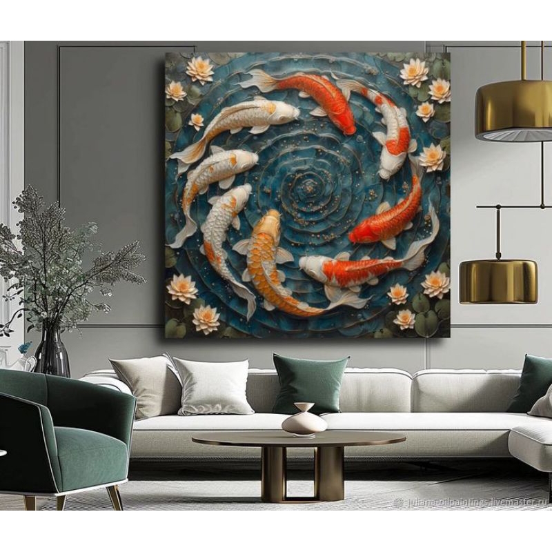 Jual Lukisan Ikan Koi Fhengshui Ukuran 100x100 Plus Frame | Shopee ...