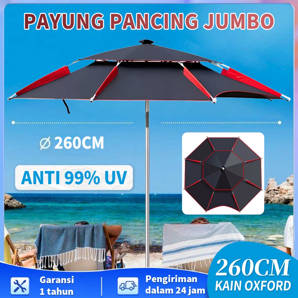 Jual E.HOME Payung Jumbo 260cm Serbaguna - Payung Pancing Anti Badai ...