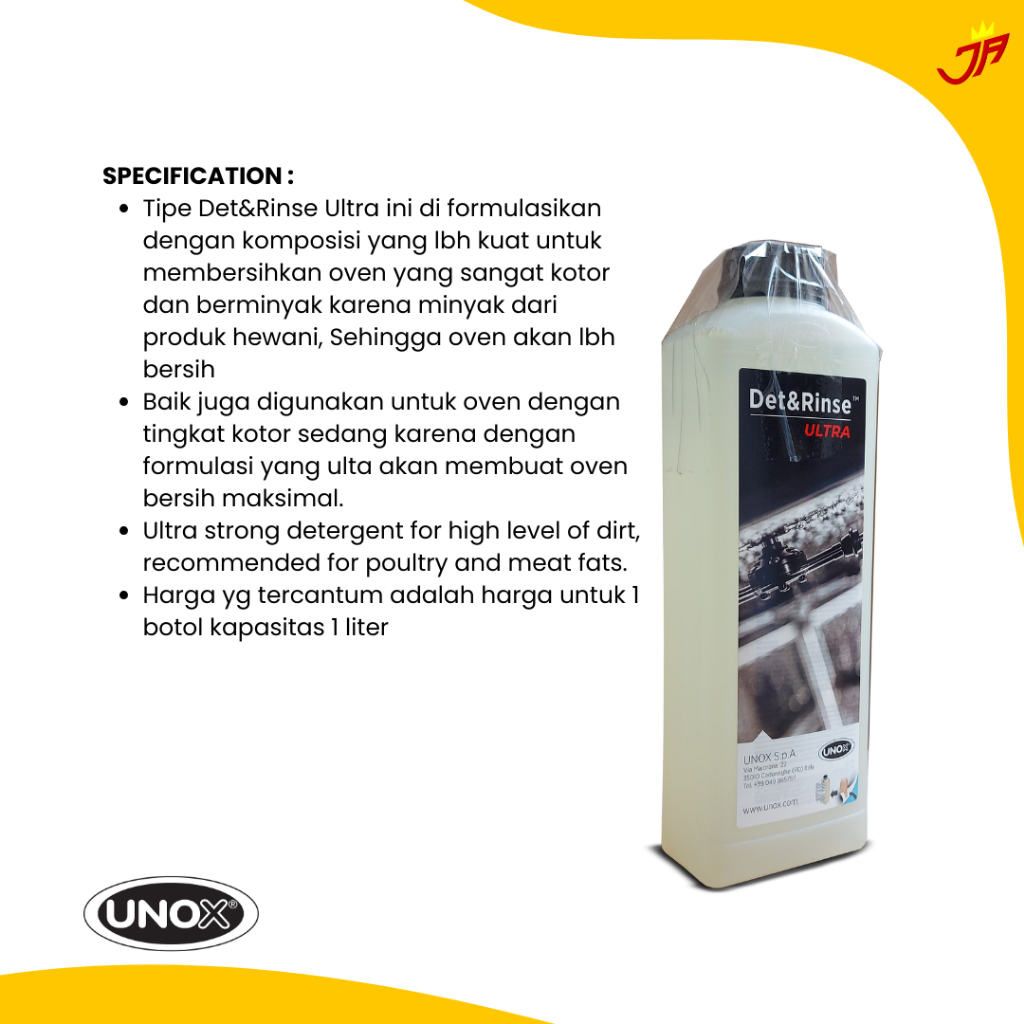 Jual UNOX Det & Rinse Ultra 1 Liter Detergen Pembersih Oven Combi ...