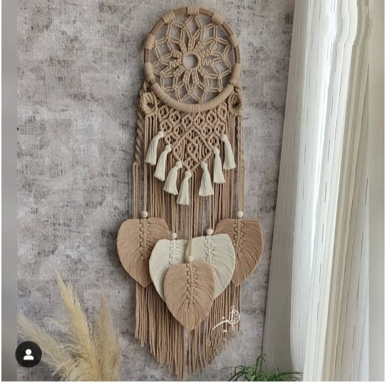 Pajangan dinding ruang tamu panjang 130 cm wall decor hiasan dinding dream catcher macrame sedang Macrame dreamcatcher hiasan rumah
