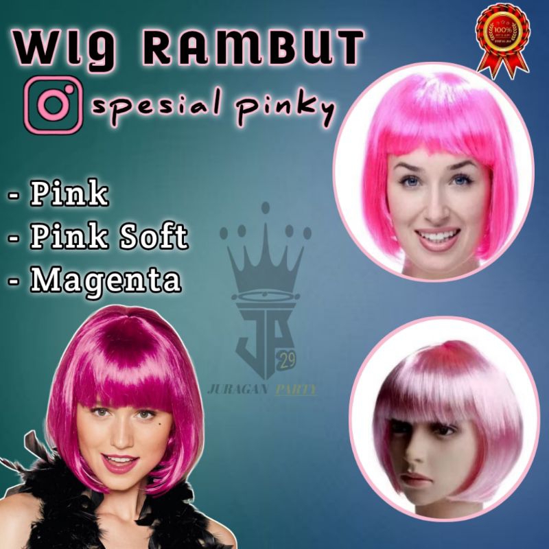 Jual (Kusus Pink)Wig Rambut pendek,Wig Rambut Bob,Wig Rambut Palsu,Wig ...