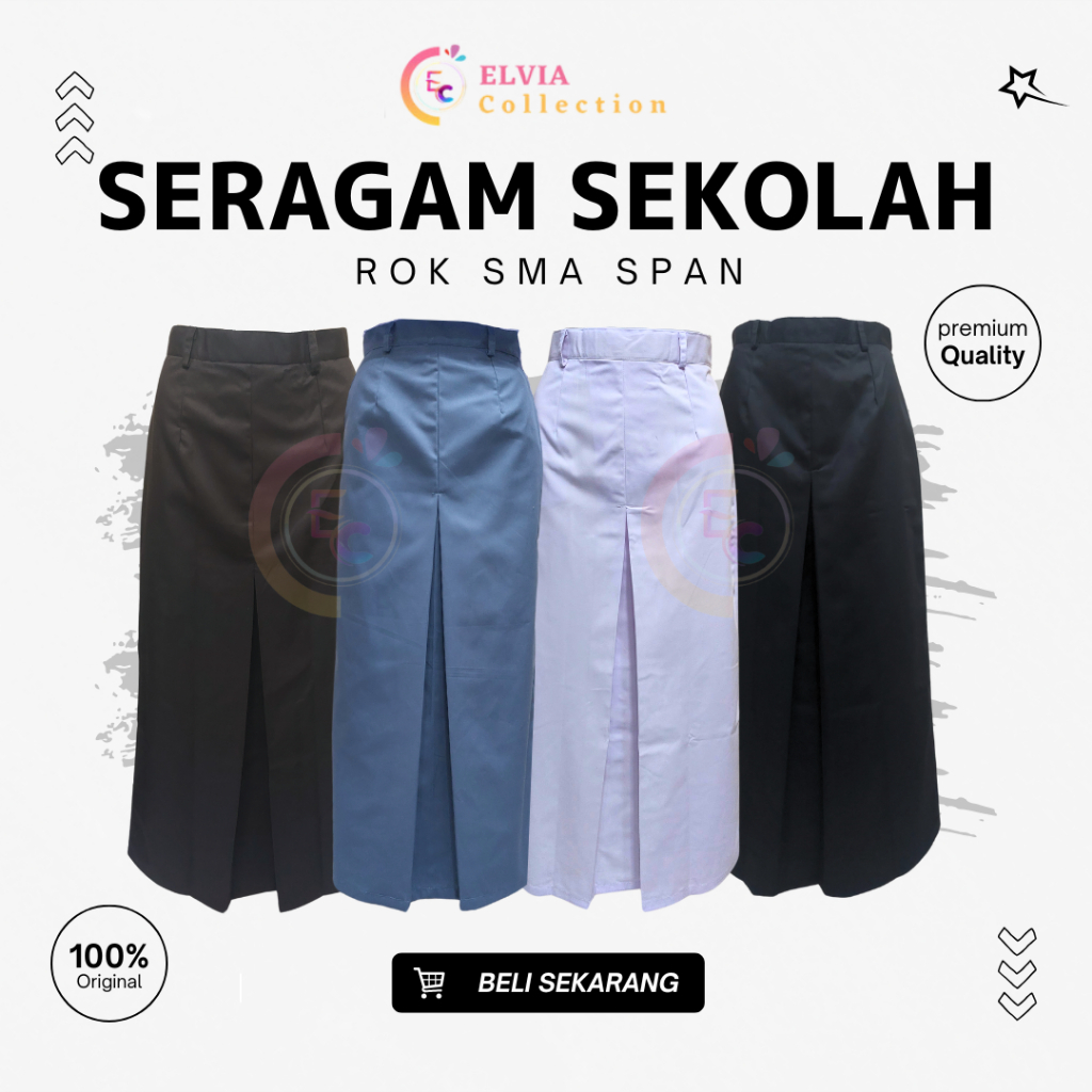 Jual Elvia - Rok Seragam SMA Panjang Rok Panjang SMA SMK MA Rok Floi ...