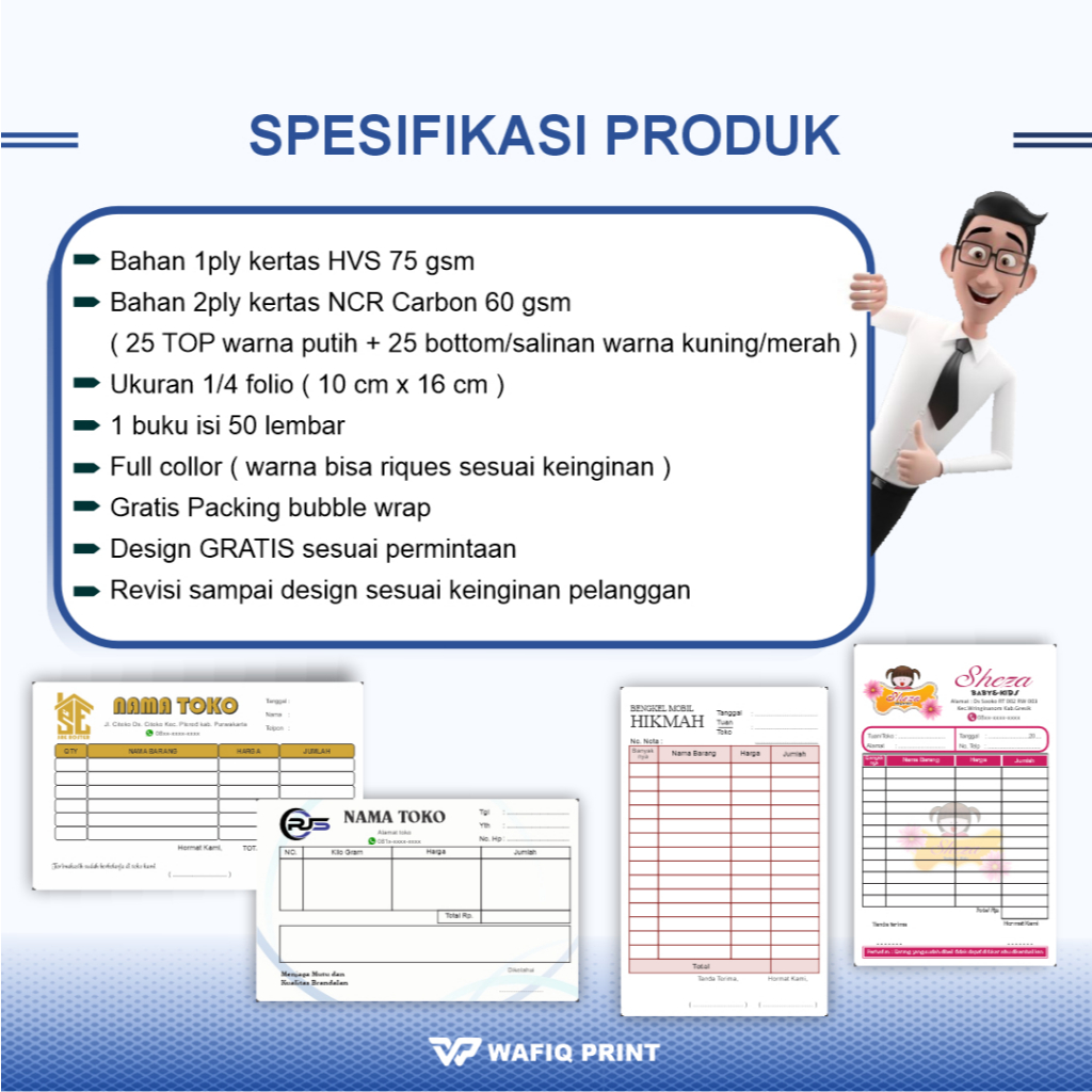 Jual Cetak Nota custom full Colour gratis design nama toko sendiri 1ply ...