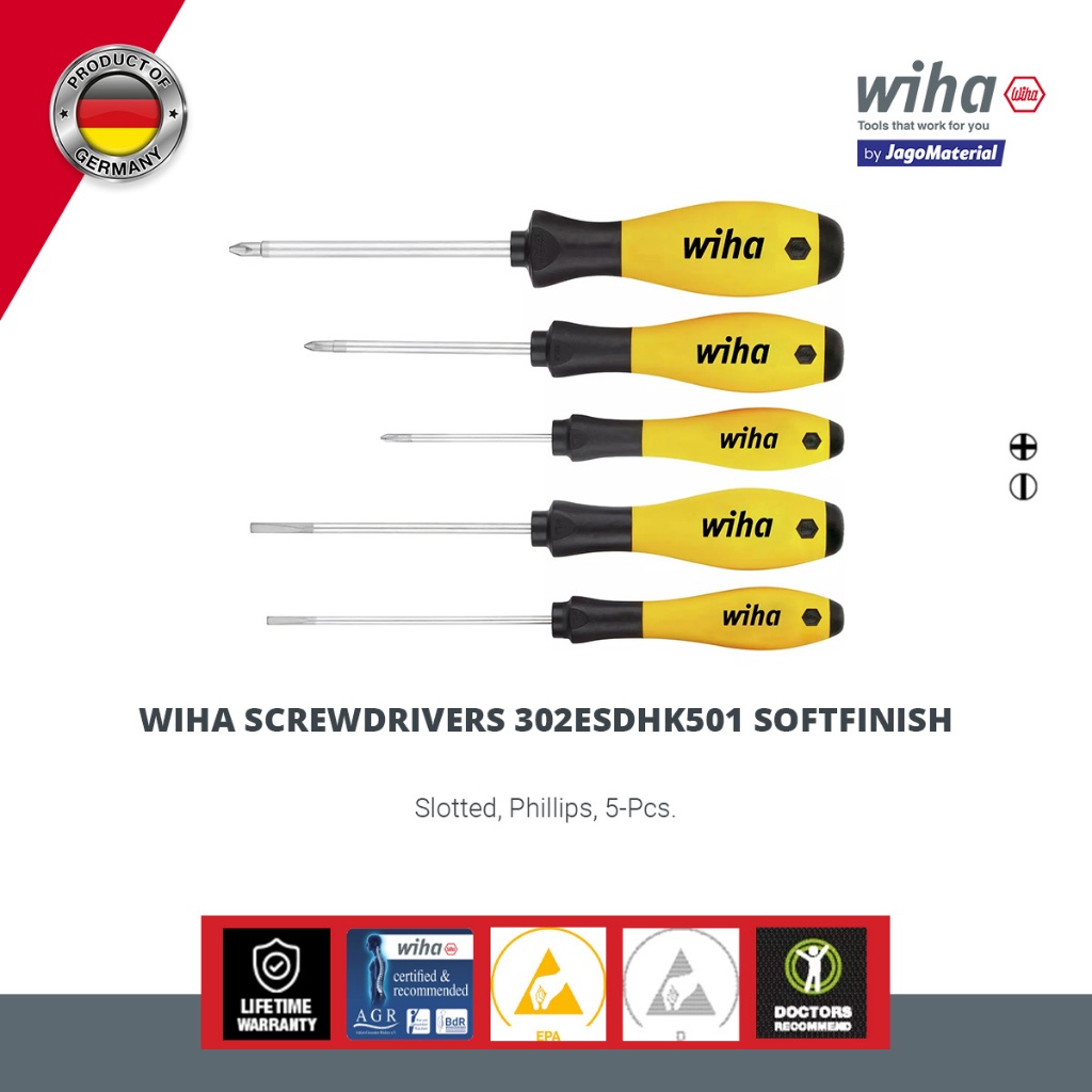 Wiha 30242 Screwdriver, Slotted, ESD Safe, 3.0mm Drive...