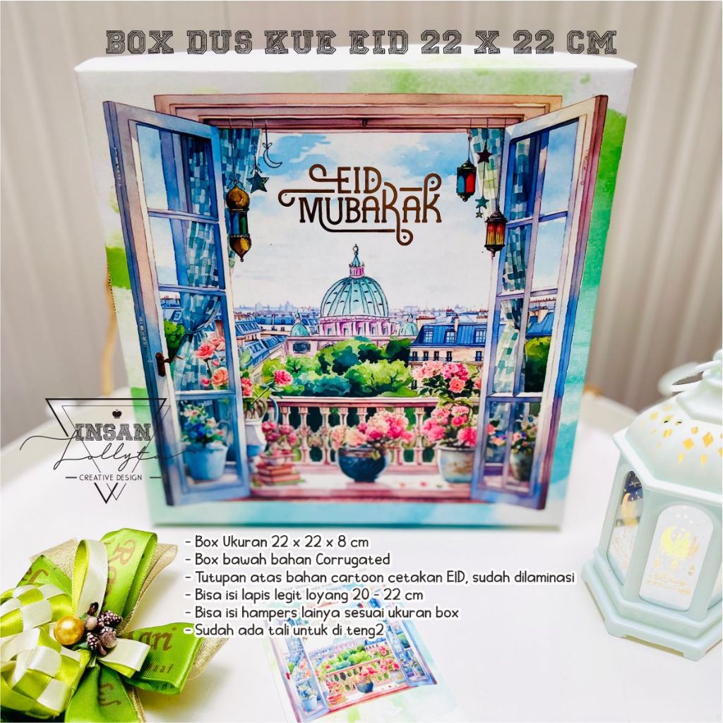 Box Kue uk. 22 x 22 cm Tema EID / Idul Fitri L1327