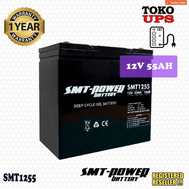 Jual Baterai Kering SMT-POWER SMT 12V 55AH SMT1255 Deep Cycle GEL ...