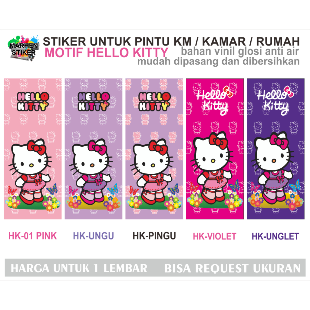 Jual Stiker Pintu Motif Hello Kitty Bahan Vinil Anti Air | Shopee Indonesia