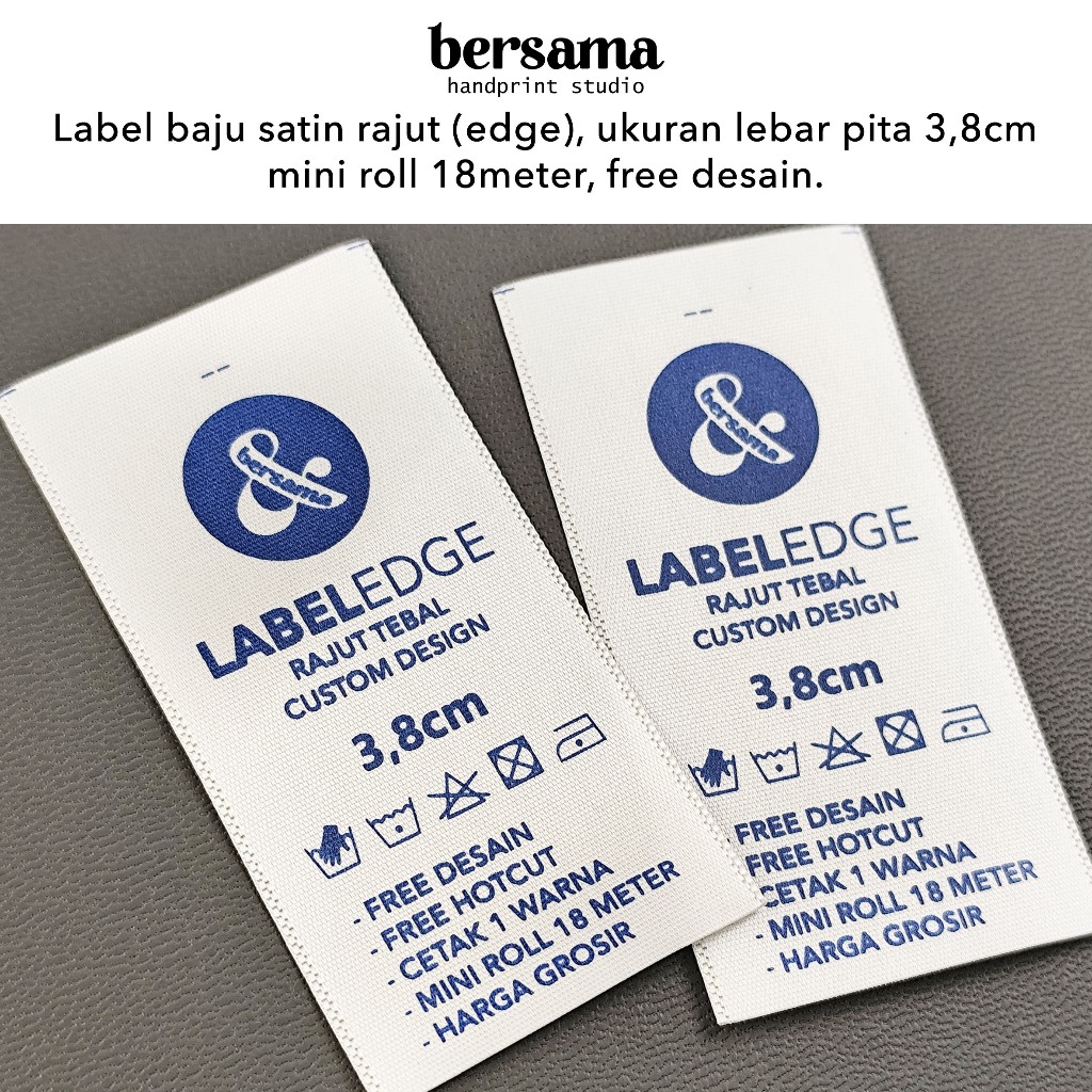 Jual Label Baju Satin Rajut Edge Tebal Premium 3,8cm Custome Free ...