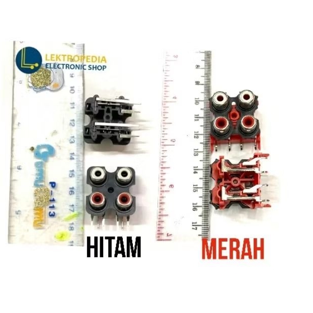Jual Soket RCA 4p Tancap PCB Bell Merah Hitam 4 pin 4 way 2x2 Socket ...