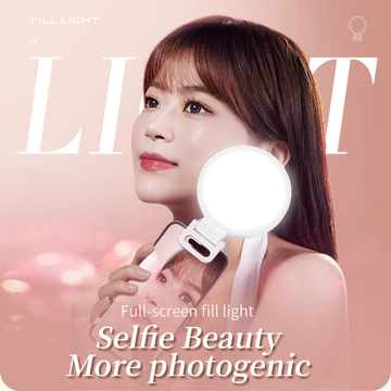 JOPREE K01 LED Rechargeable Selfie Lighting Ring Light Mini Portable Clip On Smartphone Laptop