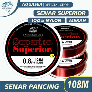 AQUASEA - Tali Pancing 108meter Warna Merah Senar Pancing Bahan Nilon Super Tahan Aus Senar Superior