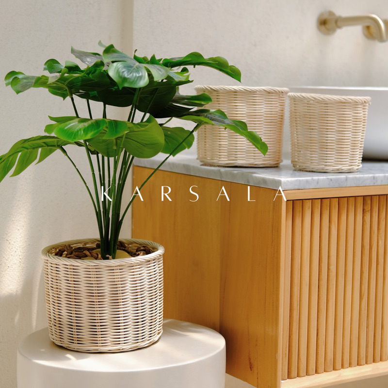 Jual KARSALA Rattan Mini Basket | Cover Pot | Vas Bunga Rotan | Storage ...