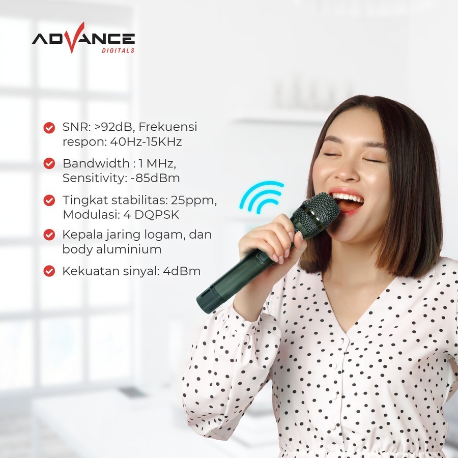 Jual ADVANCE PROFESSIONAL UHF WIRELESS MICROPHONE MIC-302/ Advance MIC ...
