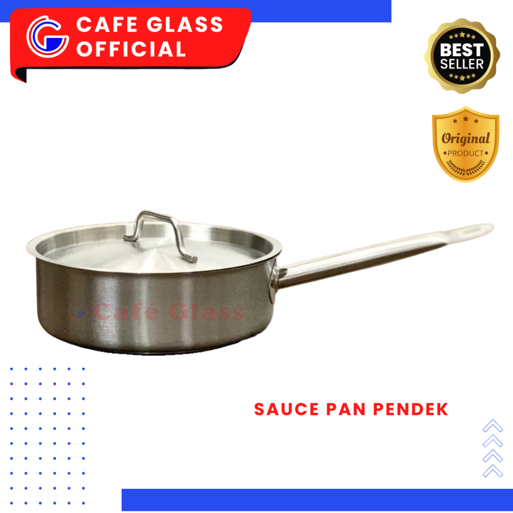 Panci Stainless Gagang Satu - Panci Rebus Stainless Tebal - Sauce Pan Pendek