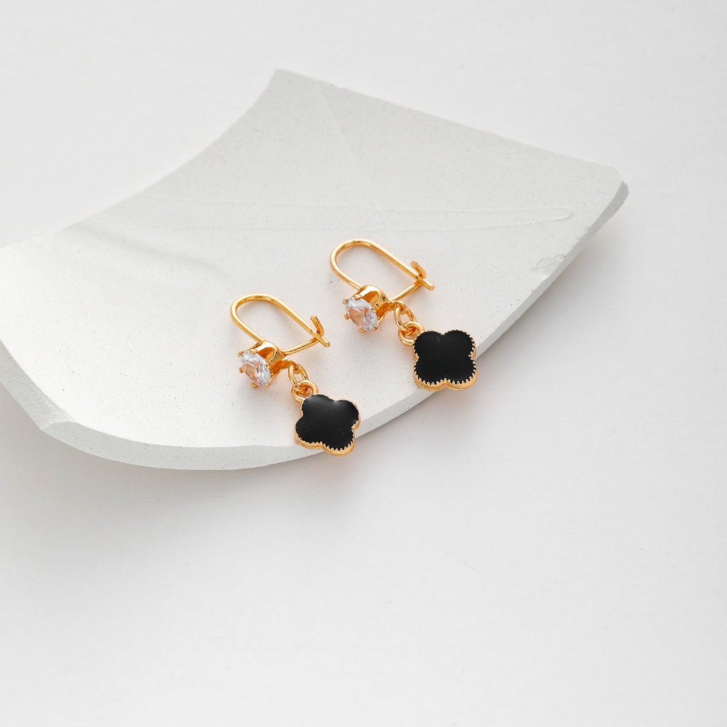 Jual Hyl Jewelry 499E Anting Titanium Wanita Four Leaf Clover Anti