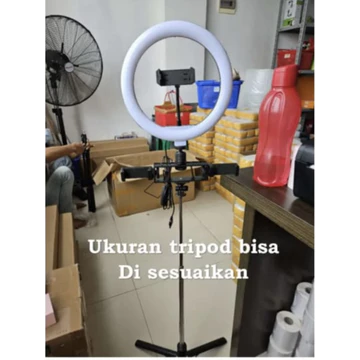 Paket Lampu Ring Light 26cm 33cm Live Dan Tripod Tongsis 1 7 Meter Free 3 Holder Hp Live Studio