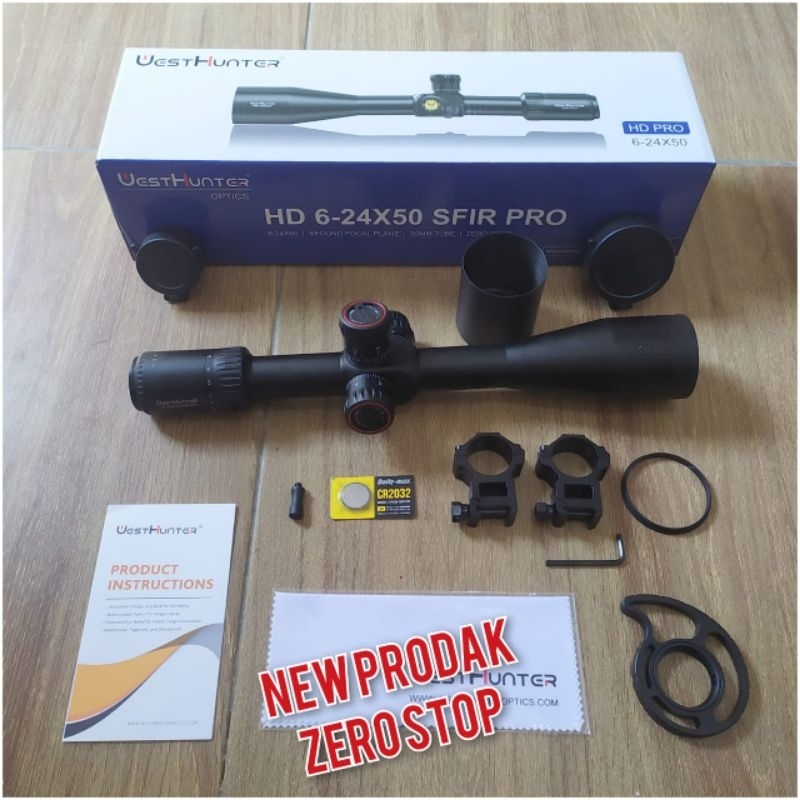 WestHunter Optics HD 1.2-6x24 IR PRO LPVO Lunette de visée | Noir, Kit de tir Picatinny