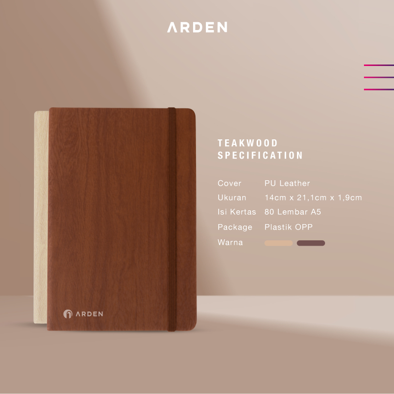 Jual ARDEN Notebook Teakwood - Agenda Notebook Wooden Cover Premium ...