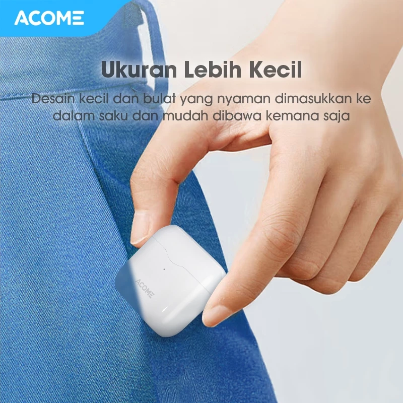 ACOME INPODS AT01 HEADSET EARPHONE TWS BLEUTOOTH 5.3 IPX4 WATERPROOF 3 GRAM ULTRA LIGHT ORIGINAL
