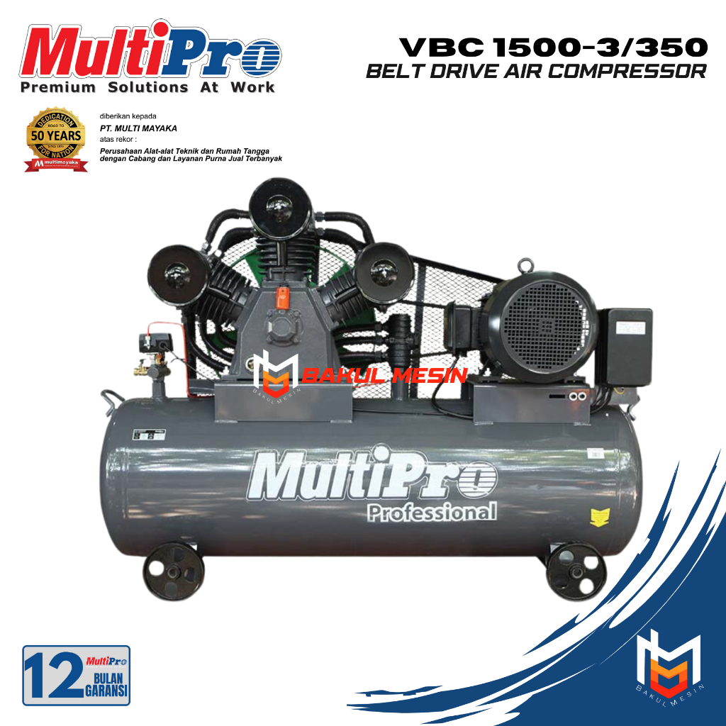 Jual Kompresor Angin Hardware Belt Drive MultiPro VBC 1500-3/350 VBC ...