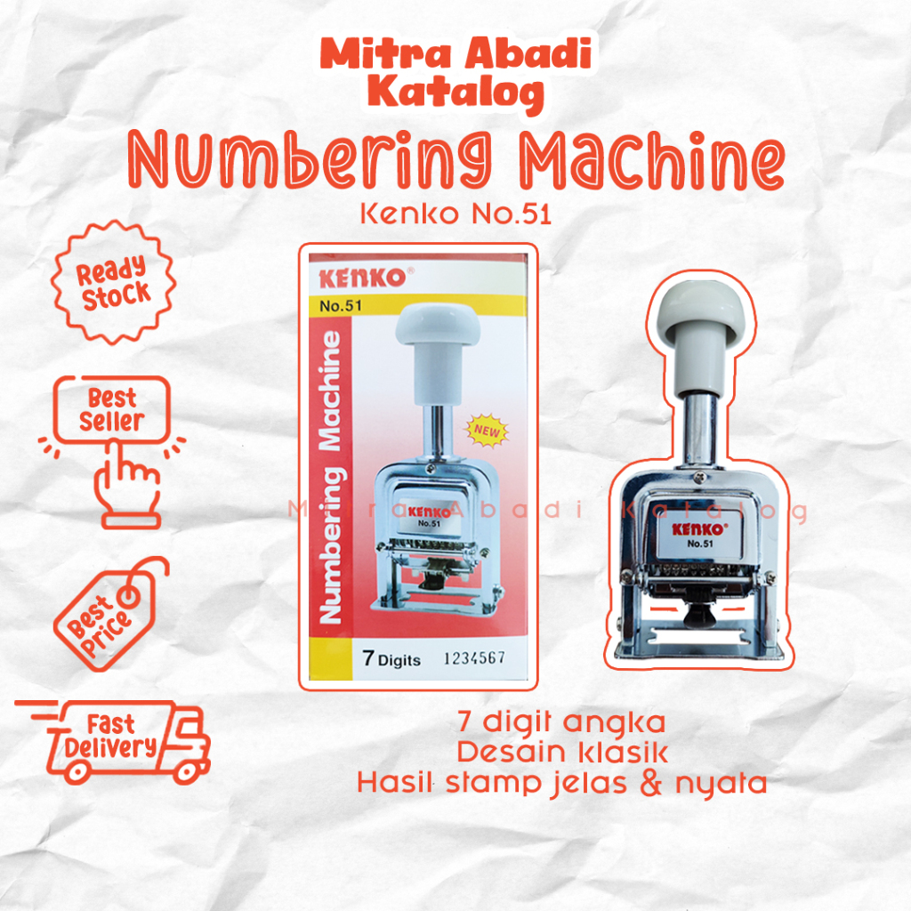 Jual NUMBERING MACHINE KENKO NO 51 / NUMERATOR MESIN ANGKA OTOMATIS 7 ...