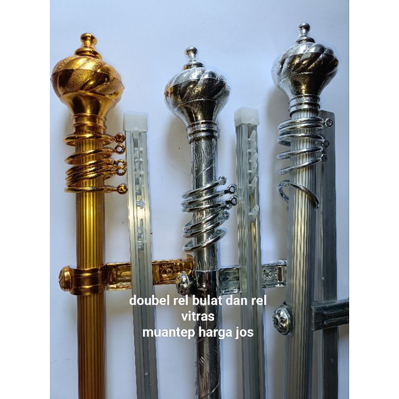 Jual Besi Gorden Double Fullset Rel bulat+Rel kotak Vitrase kubah Besi ...