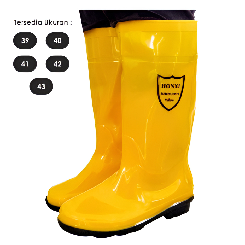 Jual COD Sepatu Boots Karet Boot KUNING Pria Kerja Safety Proyek Bot ...