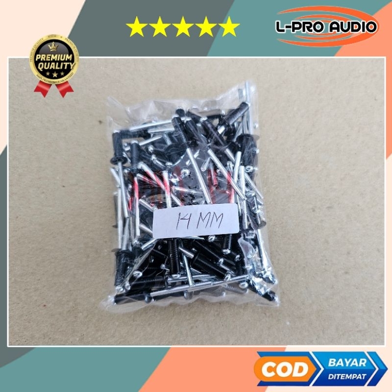 Jual Paku rivet ripet hitam ukuran 13mm dan 14mm Pack isi 100 pcs ...