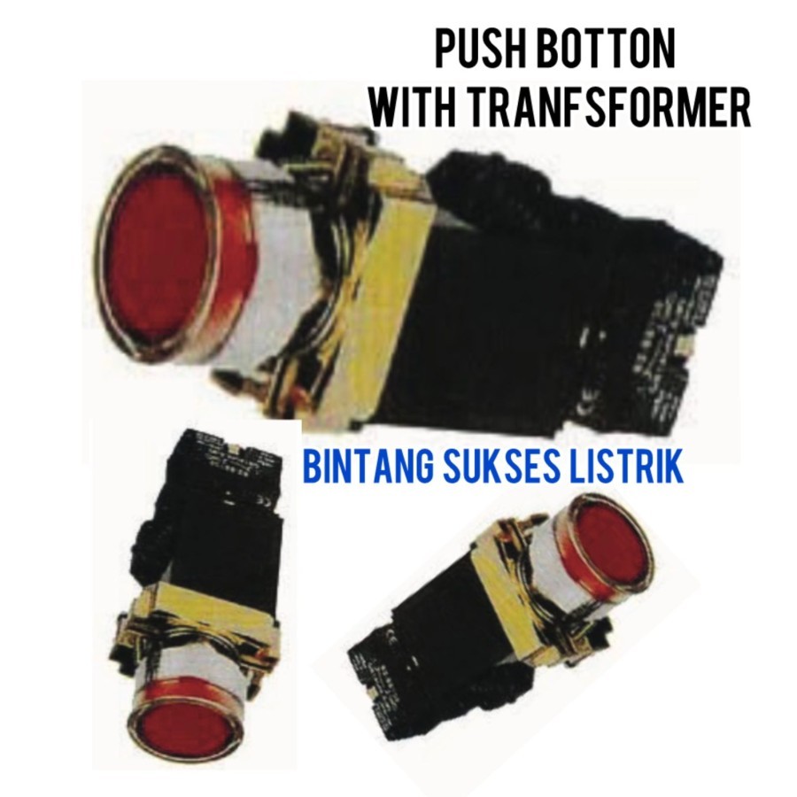 Jual GOOD QUALITY Push Button NEON iluminated Transformer 1NO 1NC 220v ...