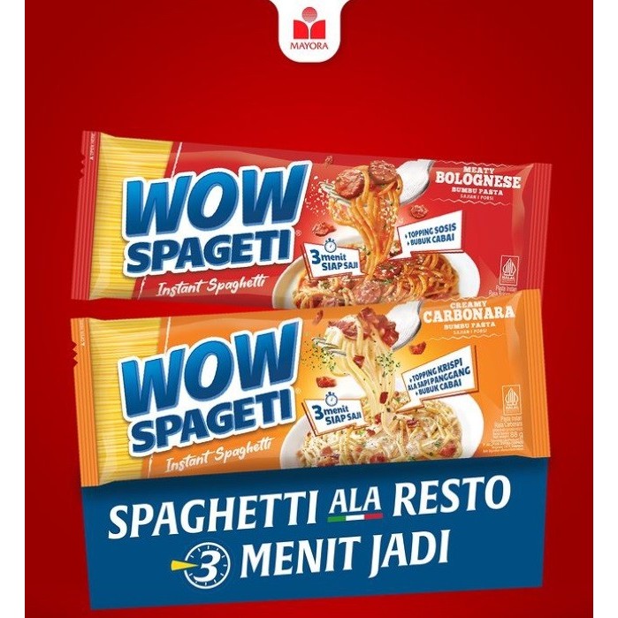 Jual WOW SPAGETI CREAMY CARBONARA MEATY BOLOGNESE BUMBU PASTA MI KUAH ...