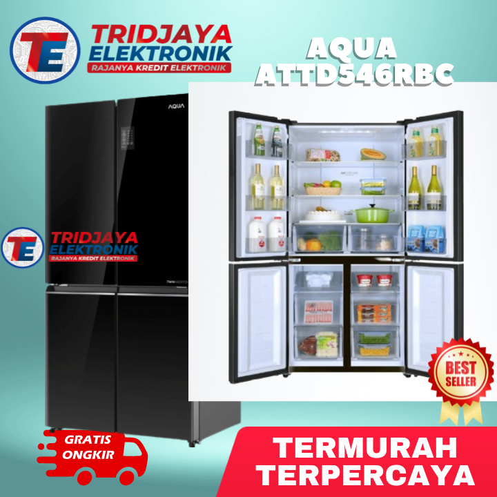 Jual kulkas aqua 4 pintu side by side AQR TTD546RBG termurah garansi