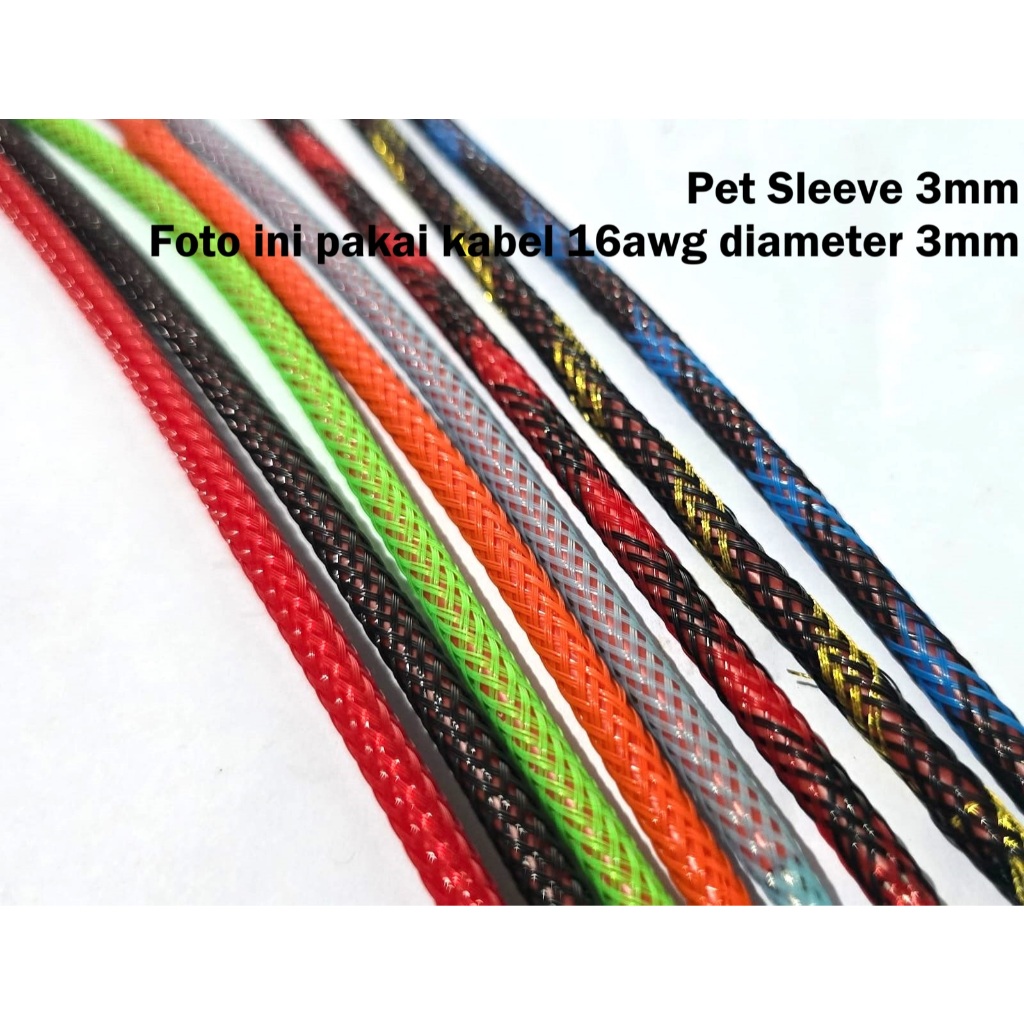 Jual 1Meter Pelindung Pet Braided Cable Sleeve Sleeving Cable Bungkus ...