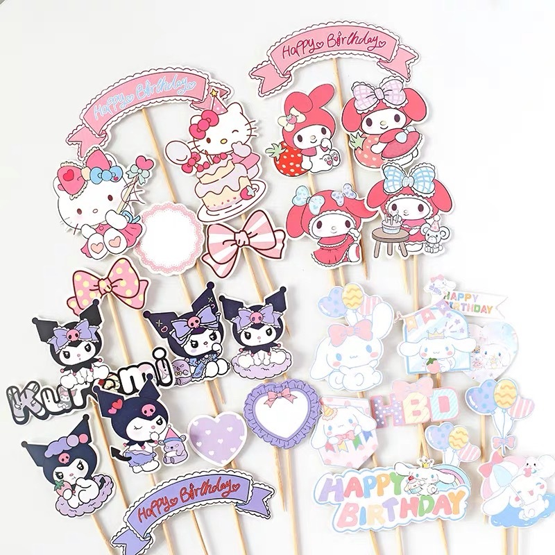 Jual CAKE TOPPER KERTAS SANRIO kuromi my melody cinamorroll hello kitty ...