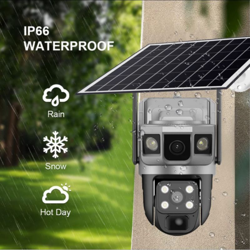 Jual NEW Camera CCTV Simcard 4G Solar Panel Tiga Lensa/Tiga Layar ...
