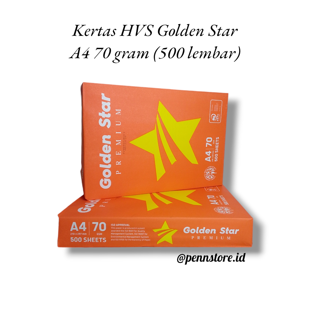 Jual (Rim = 500 lembar) Kertas HVS Golden Star A4 70 gram Putih ...