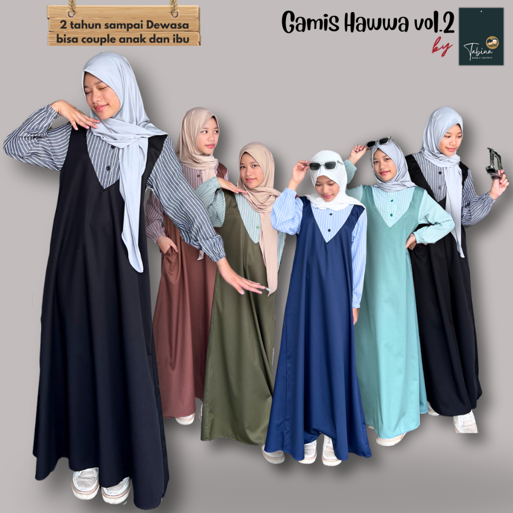 Jual TABINA Gamis Anak, Remaja Perempuan, dan Dewasa seri Hawwa II usia ...