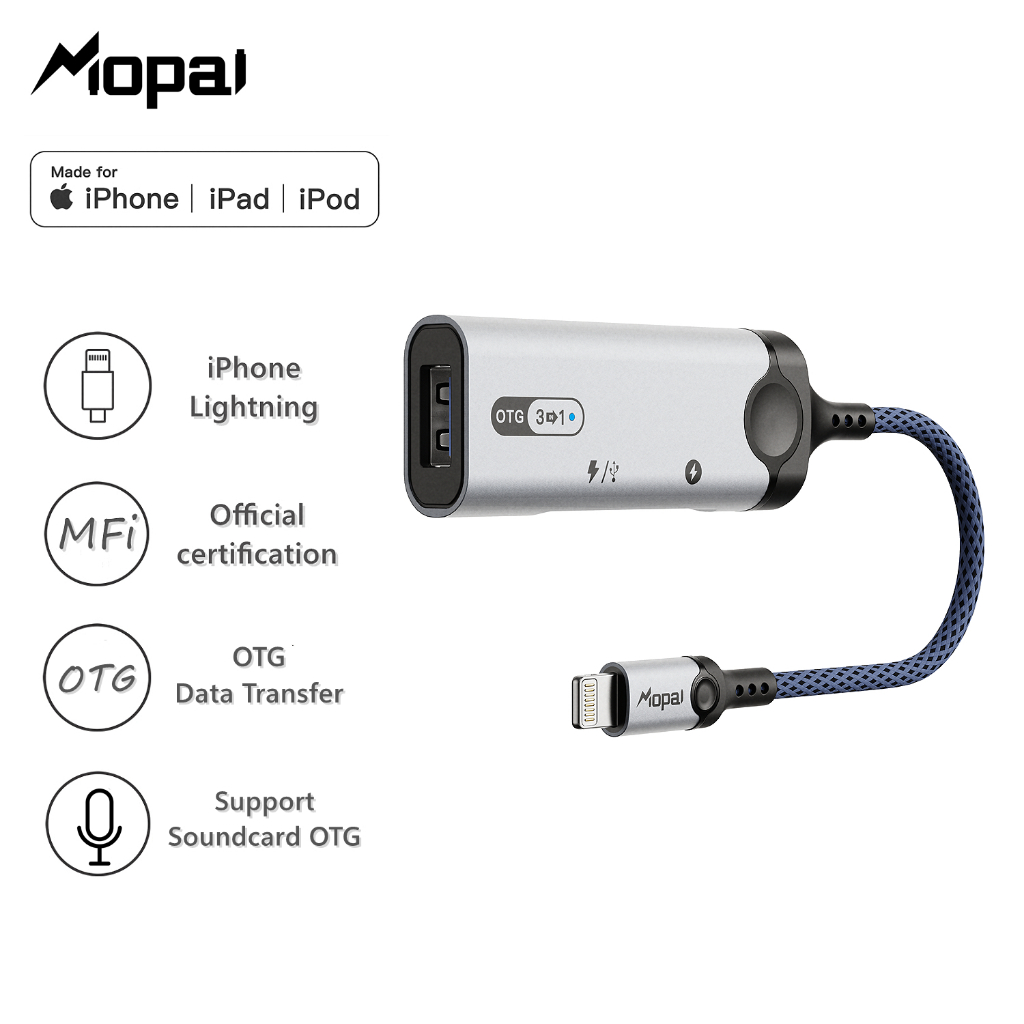 Jual MOPAI - KT393 Splitter OTG iPhone (MFI) LIGHTNING to USB 3.0 ...
