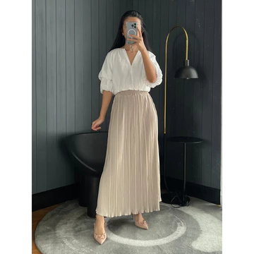 Rok Plisket Payung Wavy Rok Plisket Premium Tebal Rok Panjang Korean Style Pleated Skirts 036
