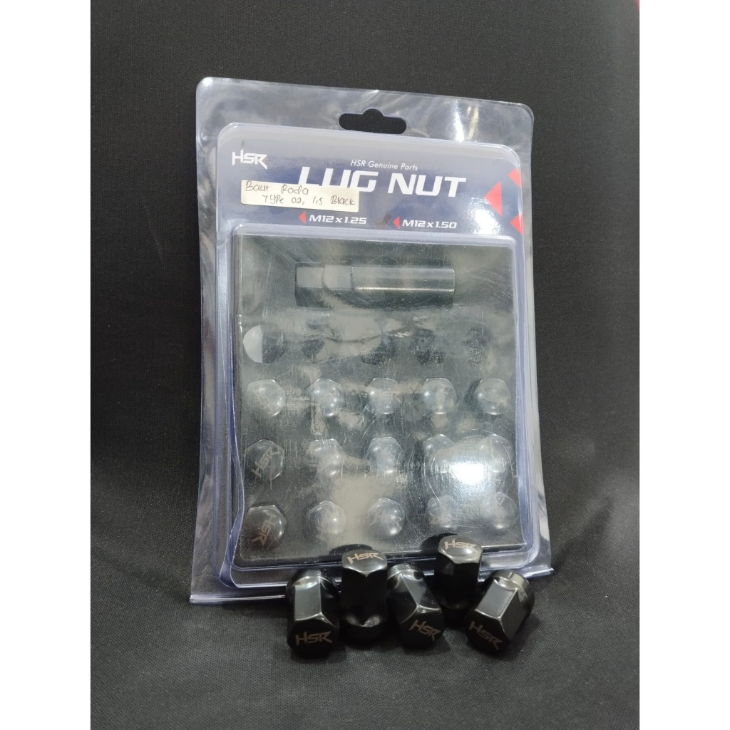 Jual Mur Roda Mobil Variasi Merek HSR Warna Hitam Drat 1,5 Untuk Brio ...