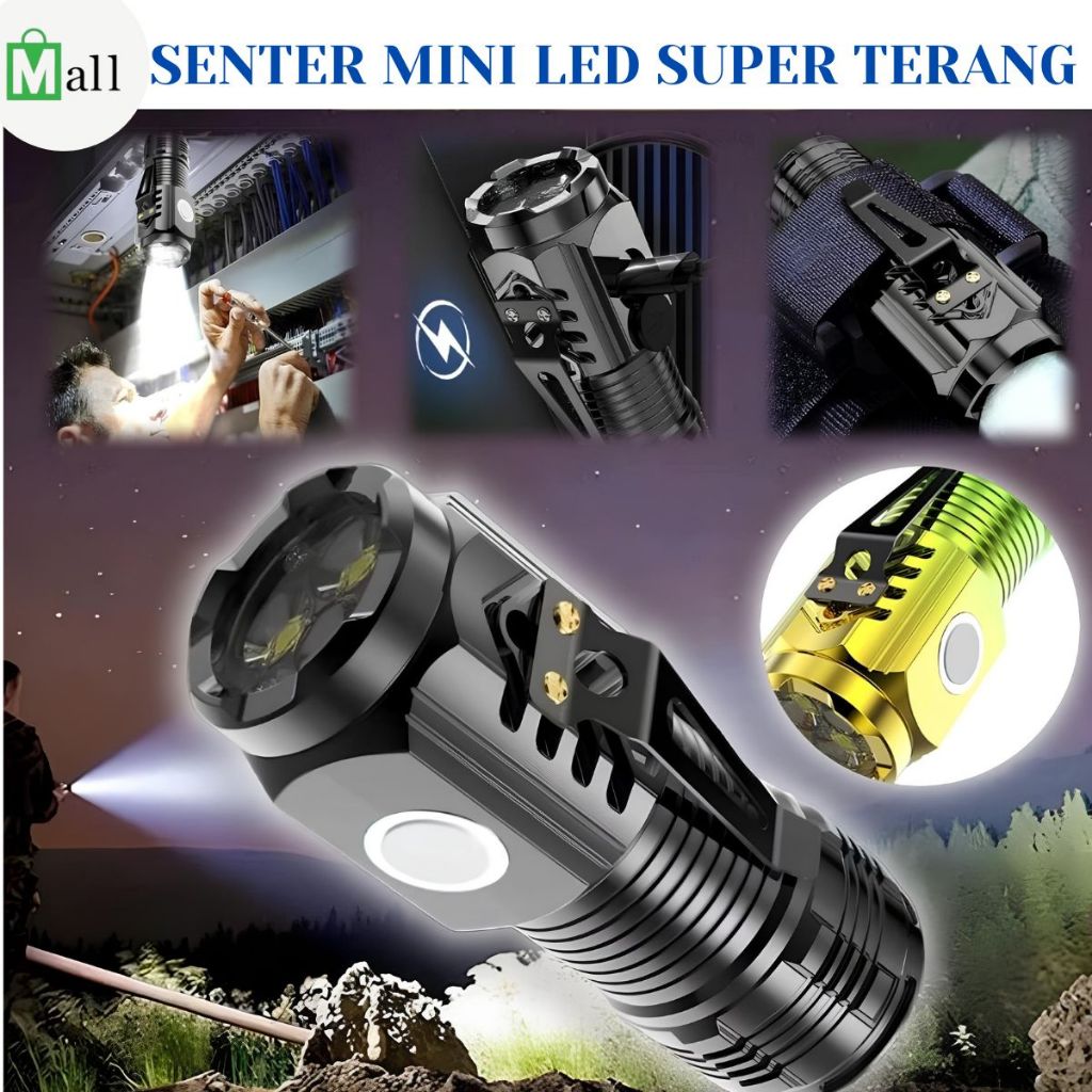 Jual Senter 3* LED Lampu Multifunctional Strong Magnetic USB Charging ...