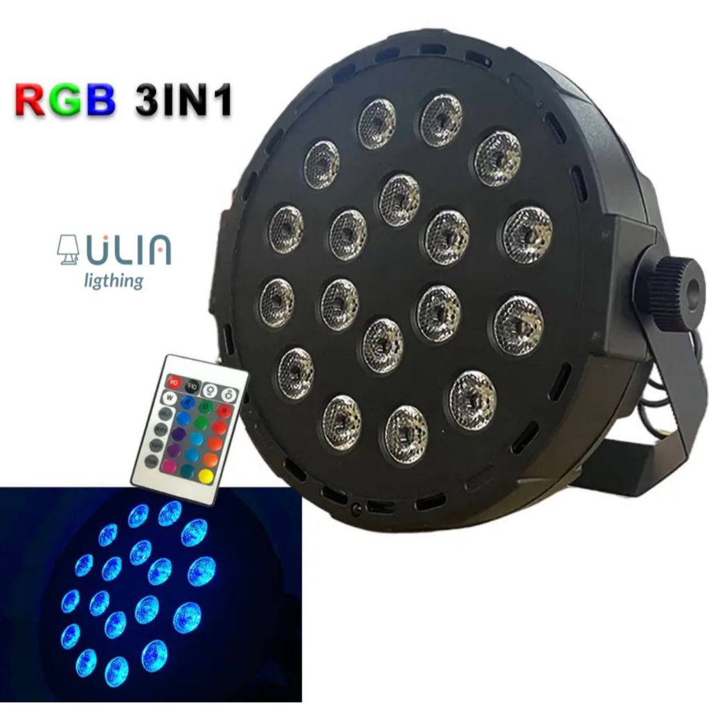 Jual LAMPU LED PAR 18 REMOTE 24 KEY FLOOD LIGHT RGB RGBW SOROT TEMBAK ...