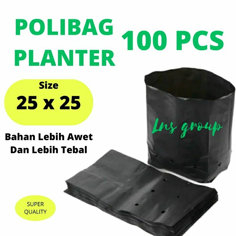 Polybag 25x25 Isi 100 pcs Polibag Plastik Hitam Tebal Media Tanam Pot Tanaman Kuat Awet