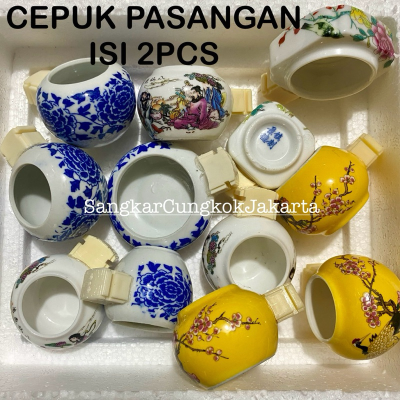 Jual Cepuk Cungkok keramik Motif Bunga Set 2pcs | Shopee Indonesia