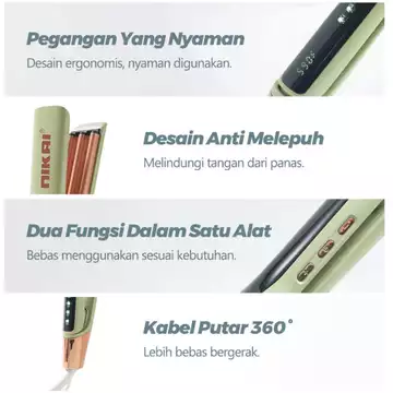 NIKAI N 9768 Catokan Curly Rambut Wanita Catok Rambut Pengeriting Pelurus Rambut 2 In 1 Ion
