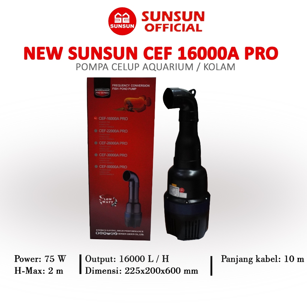 Bomba 75W Filtro Estanque Bomba Para Estanque SunSun CEF-16000 - Alto Rendimiento 16000 L/h, 75W, 10m Cable, Para Estanques Grandes Hidrolimpiadora Parkside