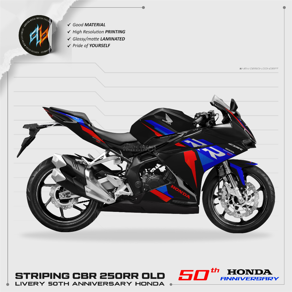 Jual STRIPING CBR 250 RR GRAFIS TRI COLOR 50TH ANNIVERSARY HONDA ...